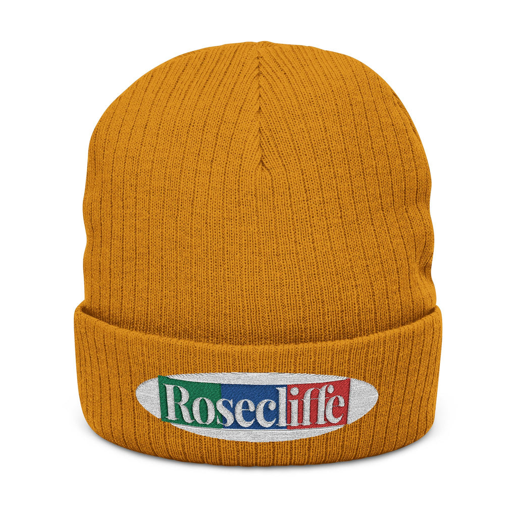 Rosecliffe Winter Ribbed Knit Embroidered Beanie