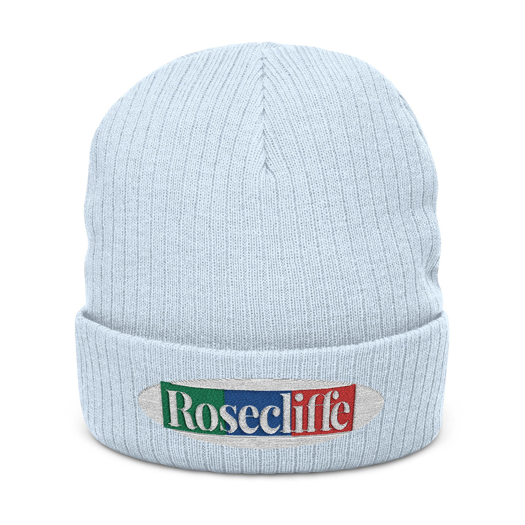 Rosecliffe Winter Ribbed Knit Embroidered Beanie