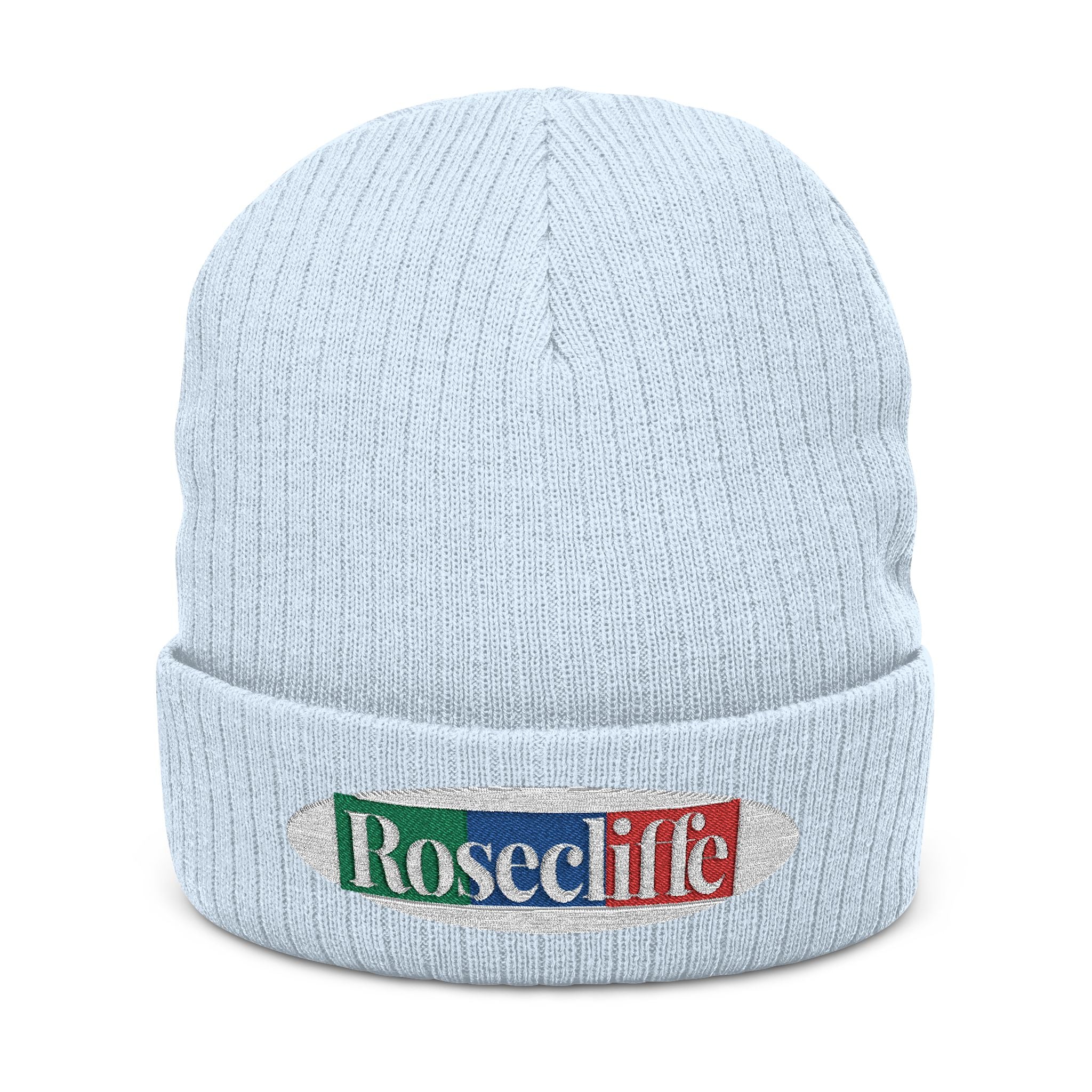 Rosecliffe Winter Ribbed Knit Embroidered Beanie