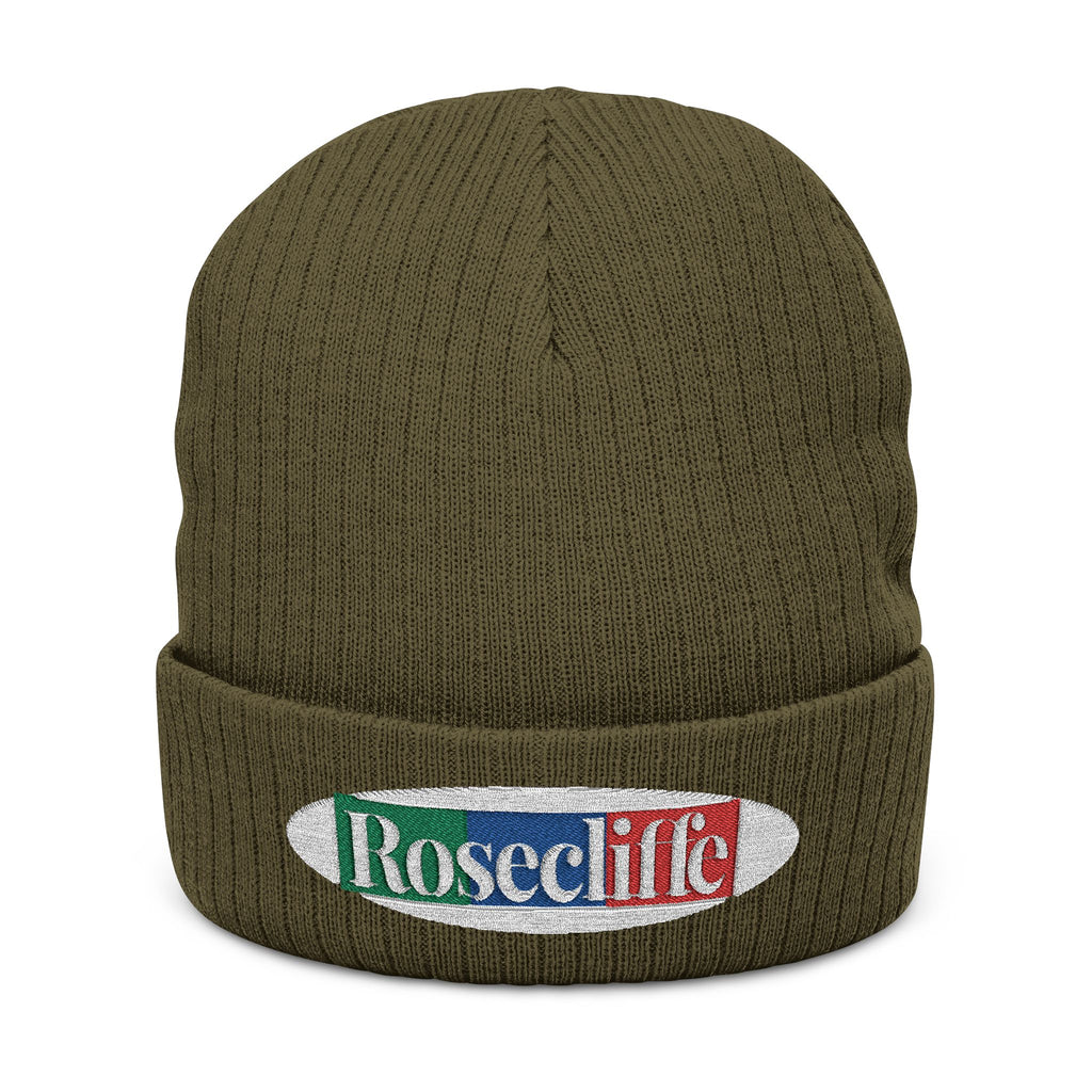 Rosecliffe Winter Ribbed Knit Embroidered Beanie