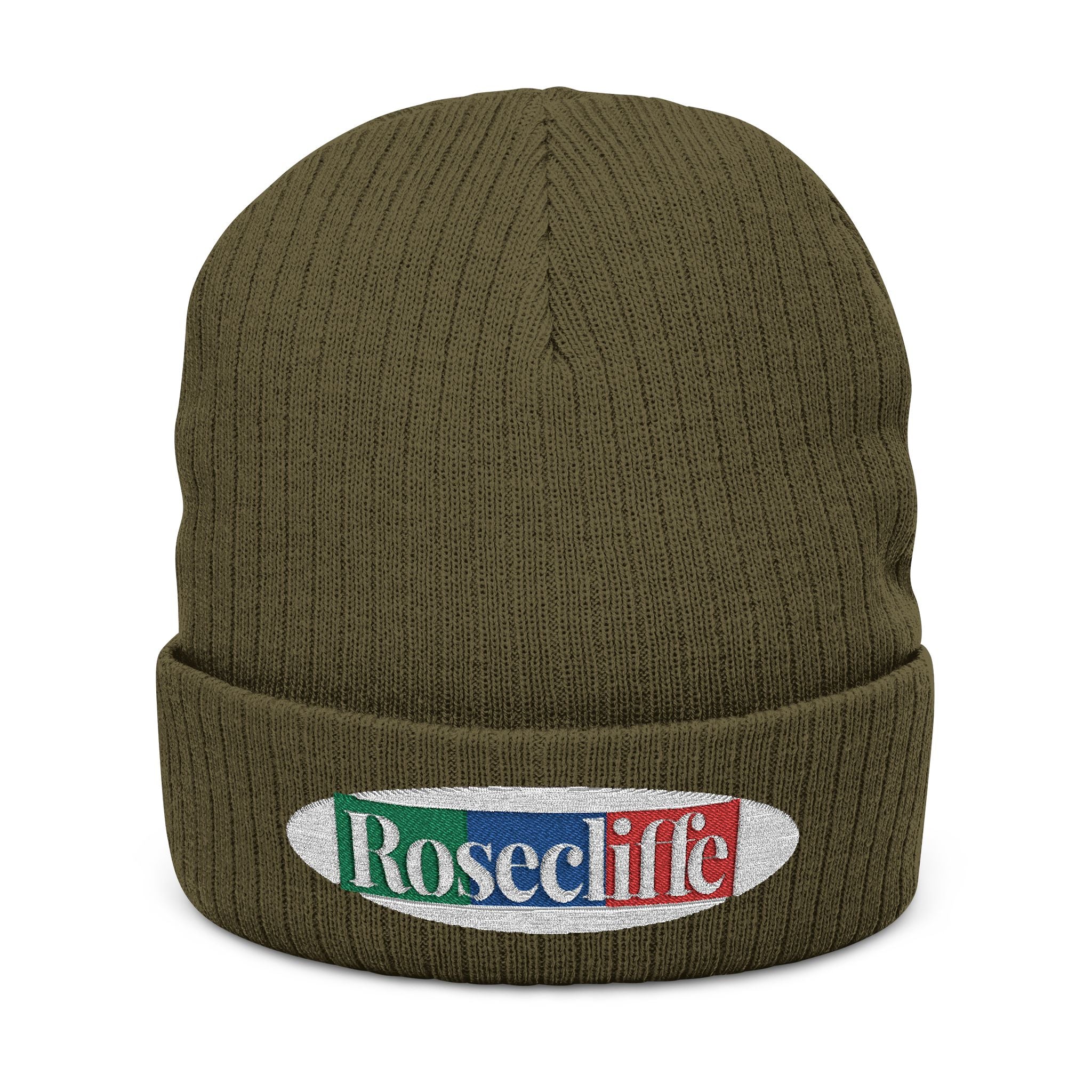 Rosecliffe Winter Ribbed Knit Embroidered Beanie