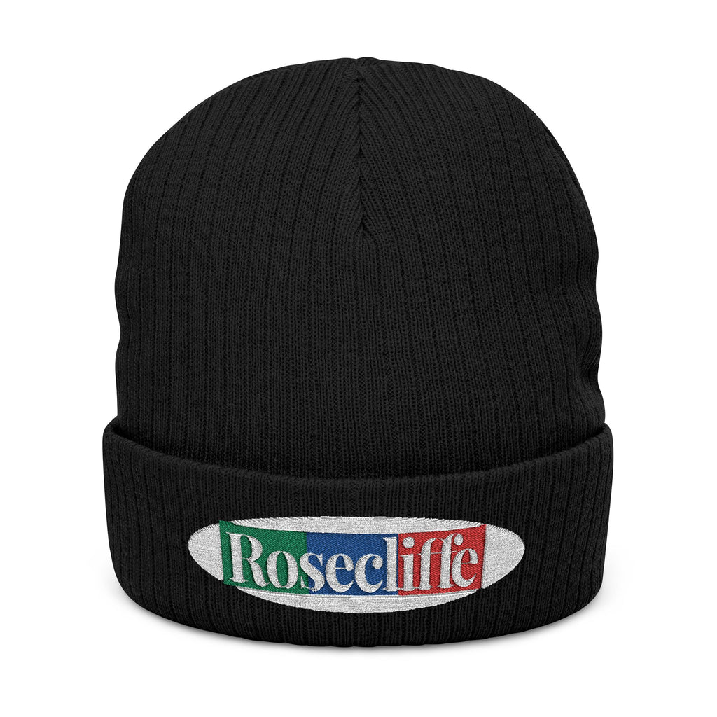 Rosecliffe Winter Ribbed Knit Embroidered Beanie