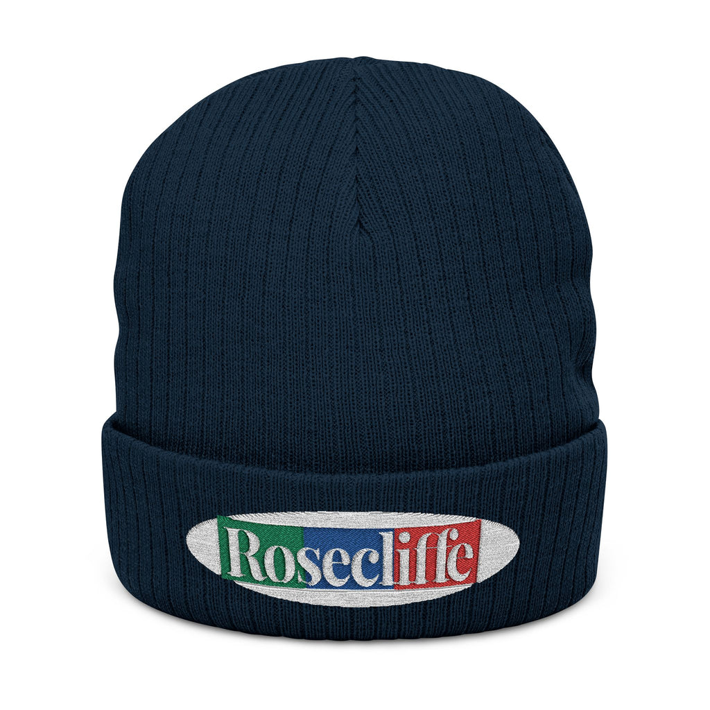 Rosecliffe Winter Ribbed Knit Embroidered Beanie