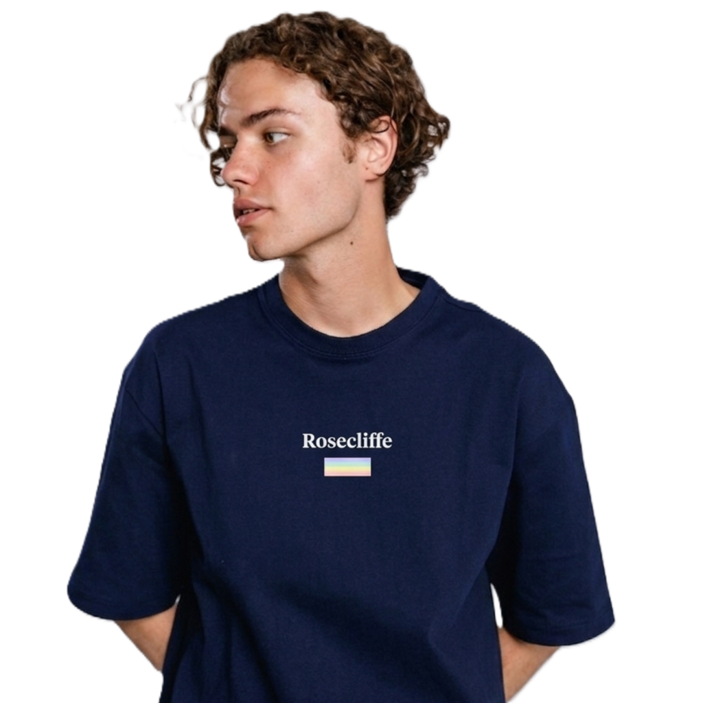 Rosecliffe Men's Logo Tee  Dark Navy Blue Crew Neck Short Sleeve