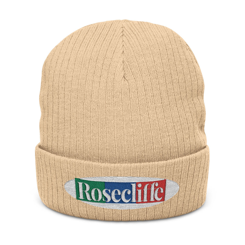 Rosecliffe Winter Ribbed Knit Embroidered Beanie