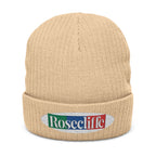 Rosecliffe Winter Ribbed Knit Embroidered Beanie
