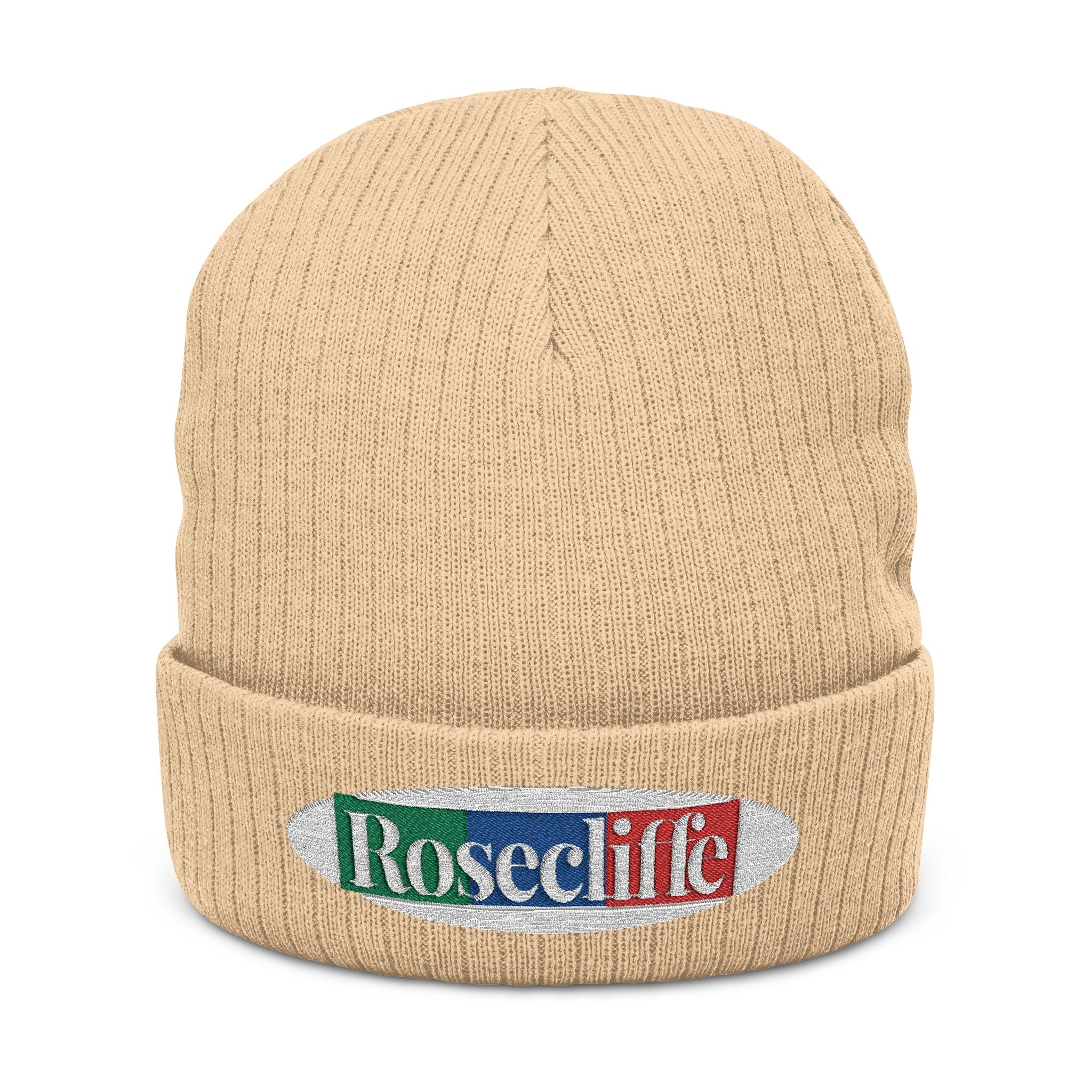 Rosecliffe Winter Ribbed Knit Embroidered Beanie