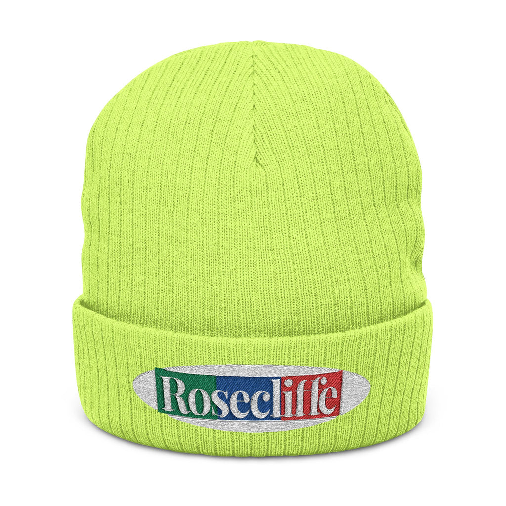 Rosecliffe Winter Ribbed Knit Embroidered Beanie