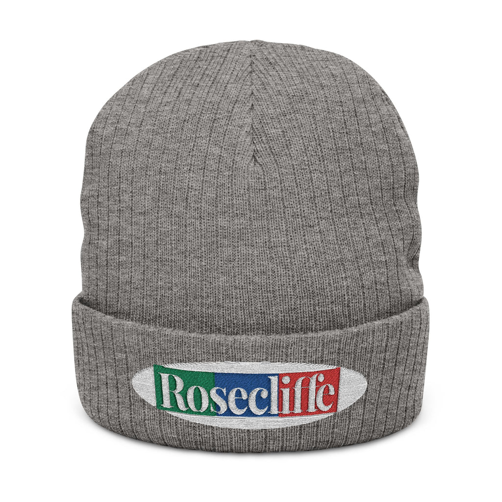 Rosecliffe Winter Ribbed Knit Embroidered Beanie