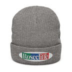 Rosecliffe Winter Ribbed Knit Embroidered Beanie