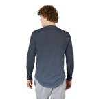 Rosecliffe Men's Long Sleeve T-Shirt Navy Slate Blue Stripe Logo Tee